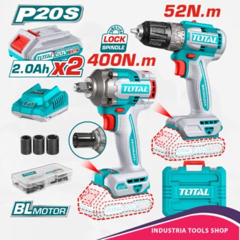 COMBO TALADRO 52NM + LLAVE IMPACTO 400NM BRUSHLESS 2X2.0AH MALETIN INDUSTRIAL