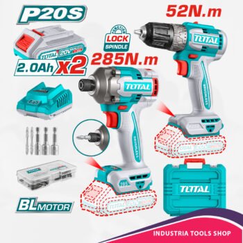 COMBO TALADRO 52NM + DESTORNILLADOR IMPACTO 285NM BRUSHLESS 2X2.0AH MALETIN INDUSTRIAL