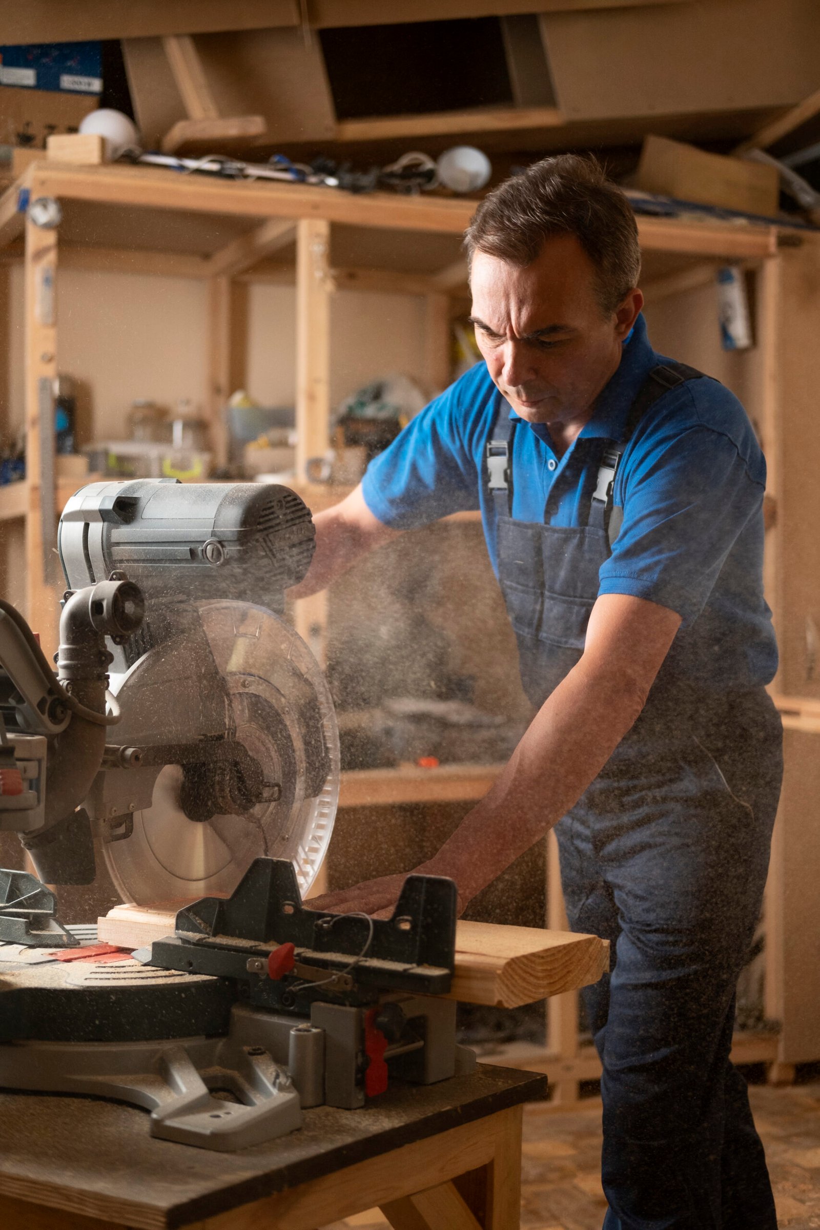 trabajador de la madera en su taller trabajando con herramientas y equipos scaled